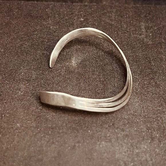 Vintage Sterling Silver Triple Wave Cuff Bracelet (3793) - Picture 2 of 7